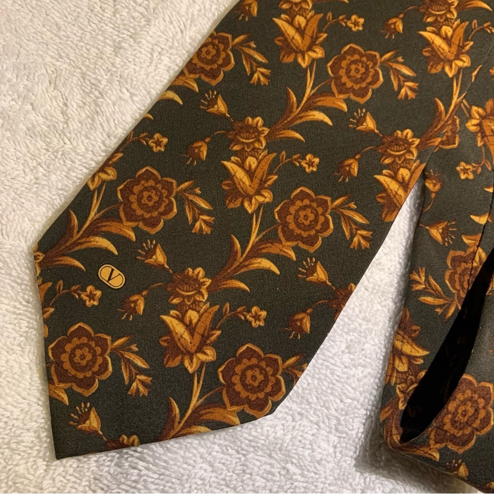 VALENTINO CRAVATTE Floral Silk Neck Tie Made in Italy - Picture 4 of 9